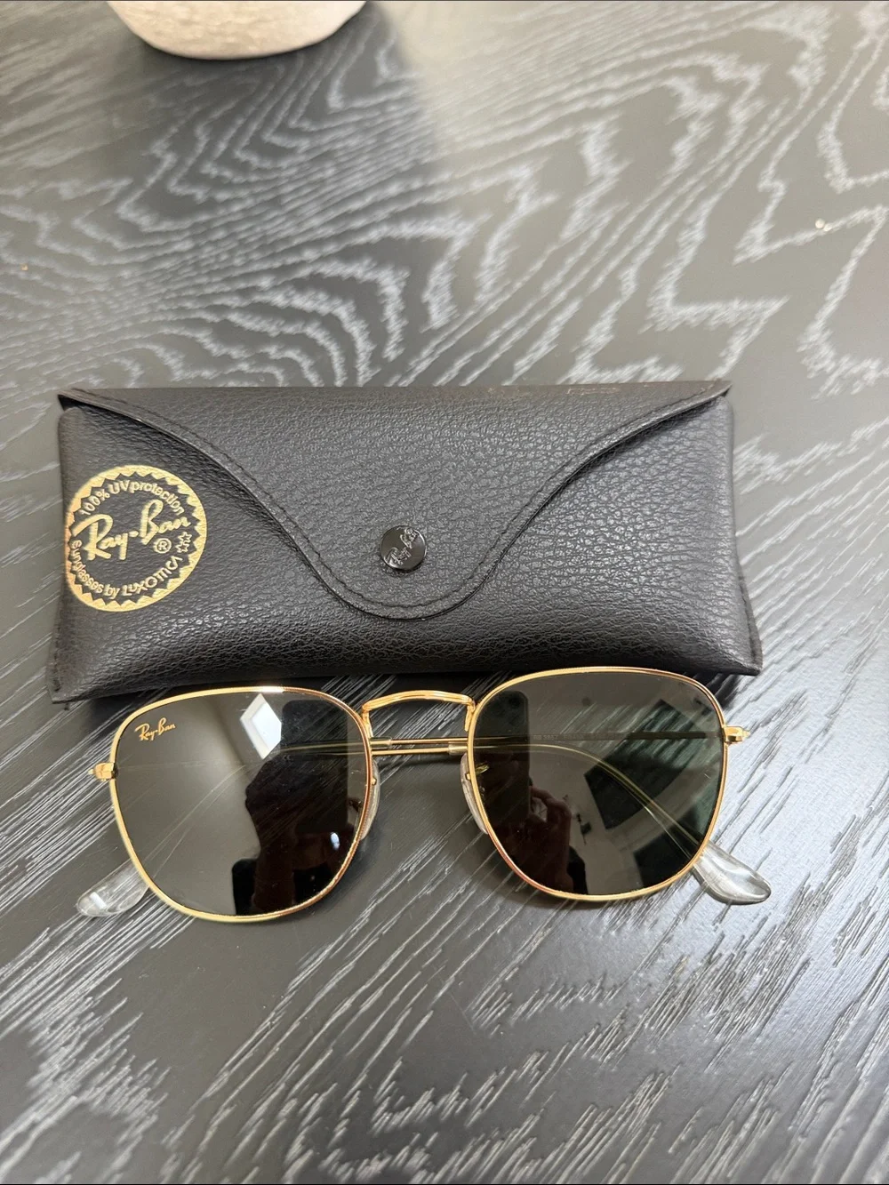Ray-Ban Gold Frame Dark Green Lens Sunglasses